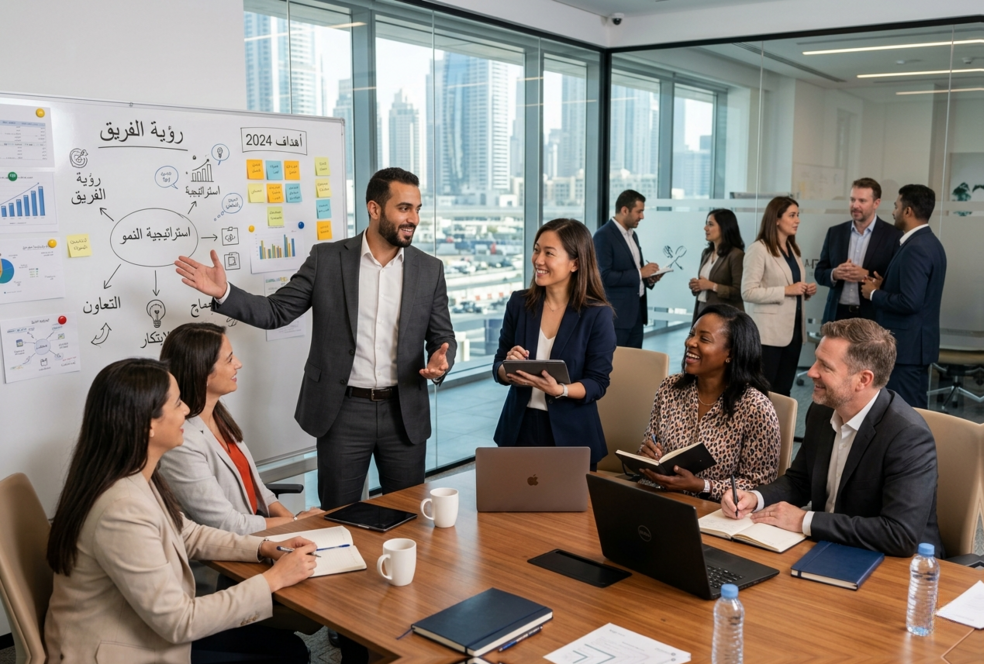 Executive workshop with a leadership team in a modern office